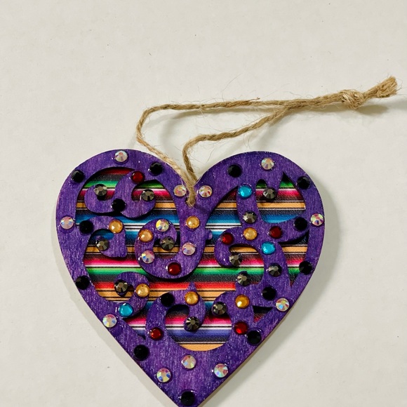 Heart wood Ornaments Handcrafted New set/4 - Picture 3 of 7